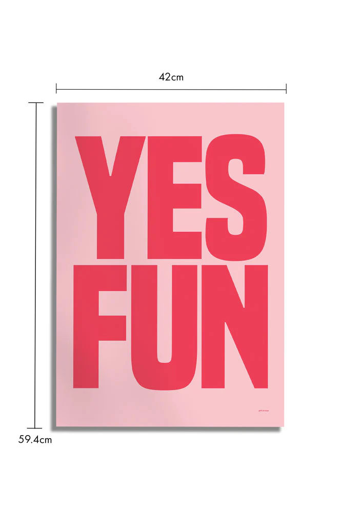 Yes Fun Pink & Red Art Print - Unframed - Image 5